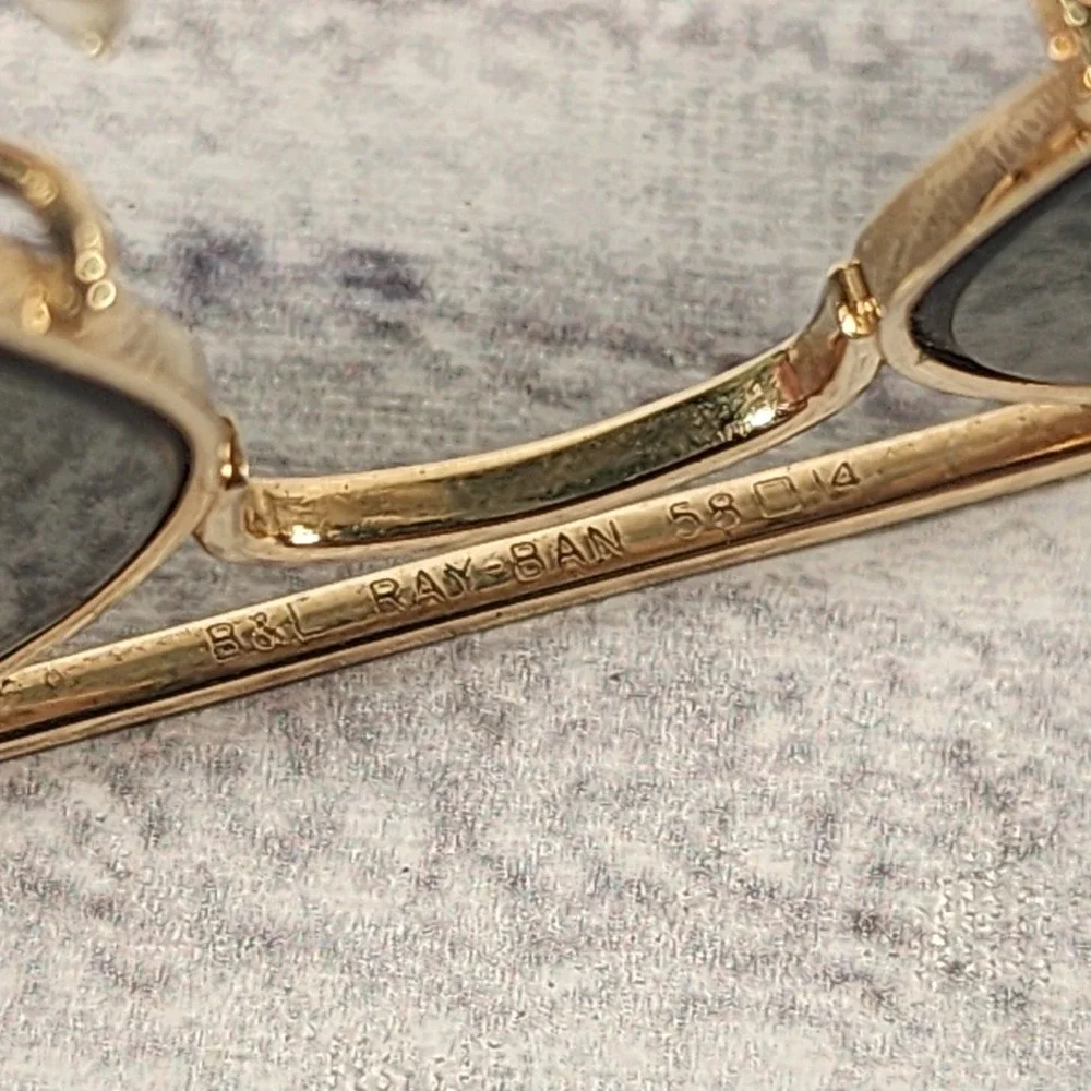Vintage B&L Ray-Ban Aviator Sunglasses Gold G-15 Green Lens 58mm USA Made